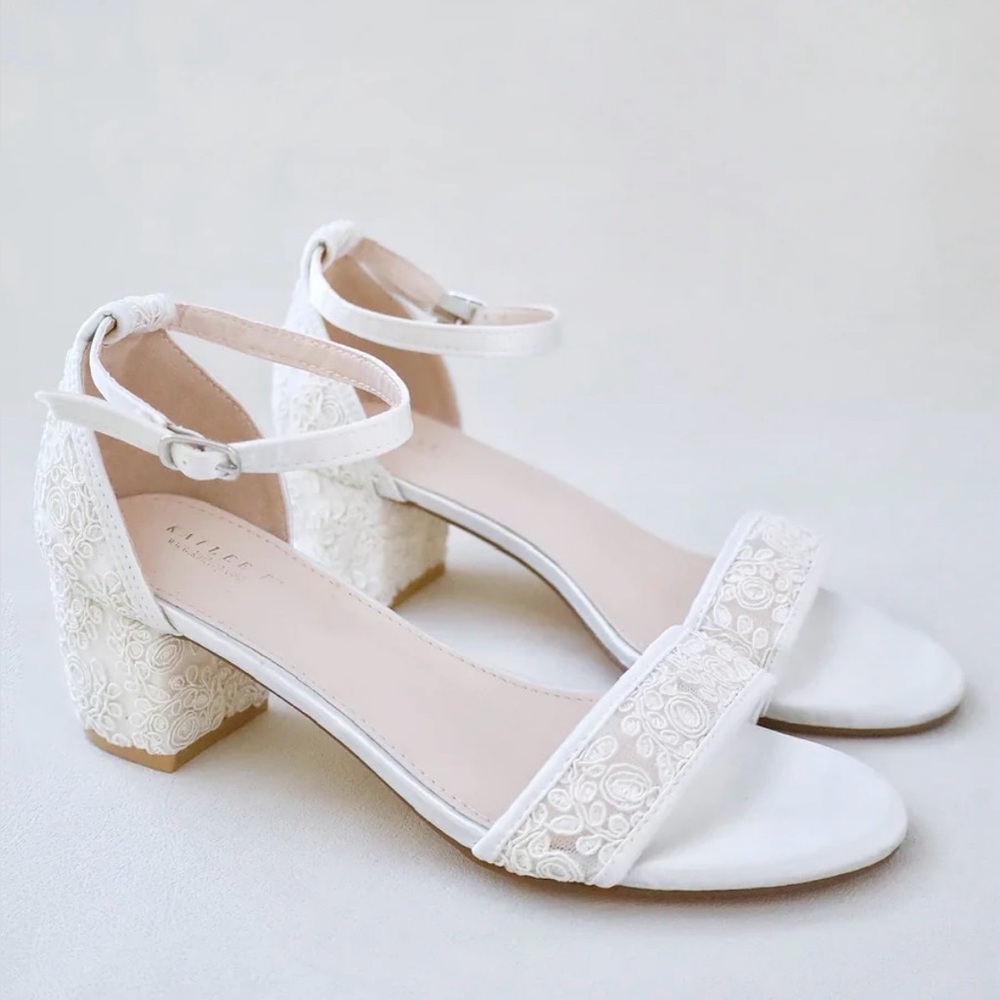 Wedding shoes!

Kailee P Crochet Lace Block Heel Wedding Sandals